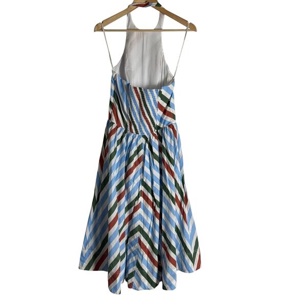 Maeve Anthropologie Multicolor Striped Sleeveless Halter A-Line Midi Dress M - Picture 11 of 13